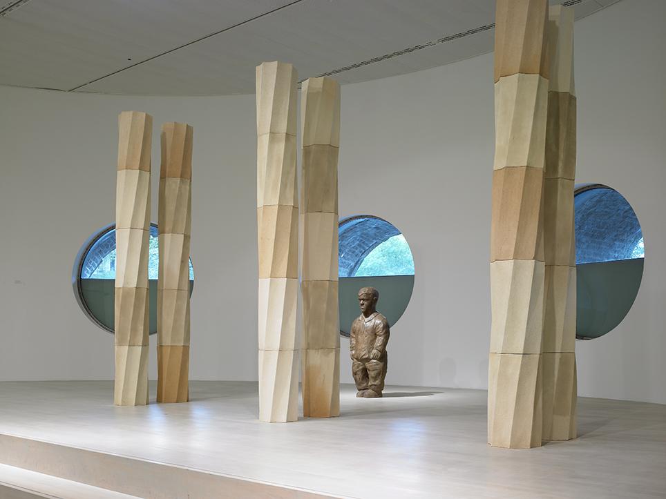 Installation of mirrors, sculptures and pillars