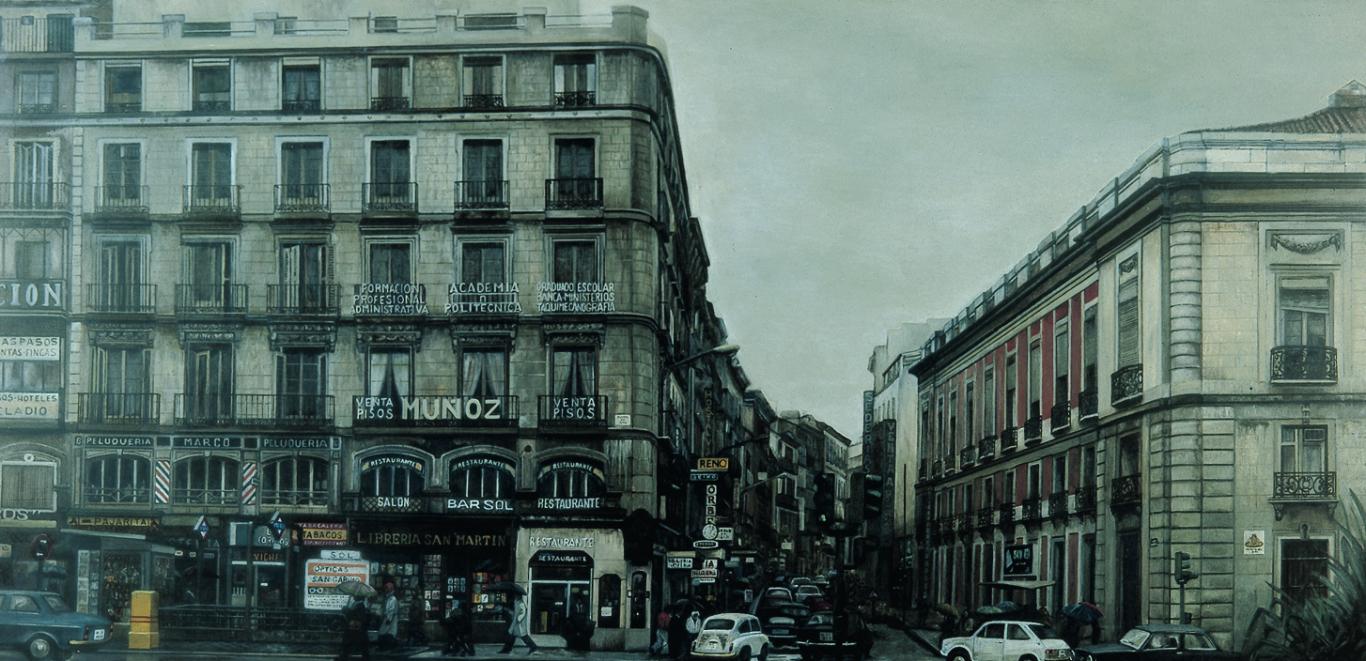 Pintura de la puerta del sol desde la calle Carretas