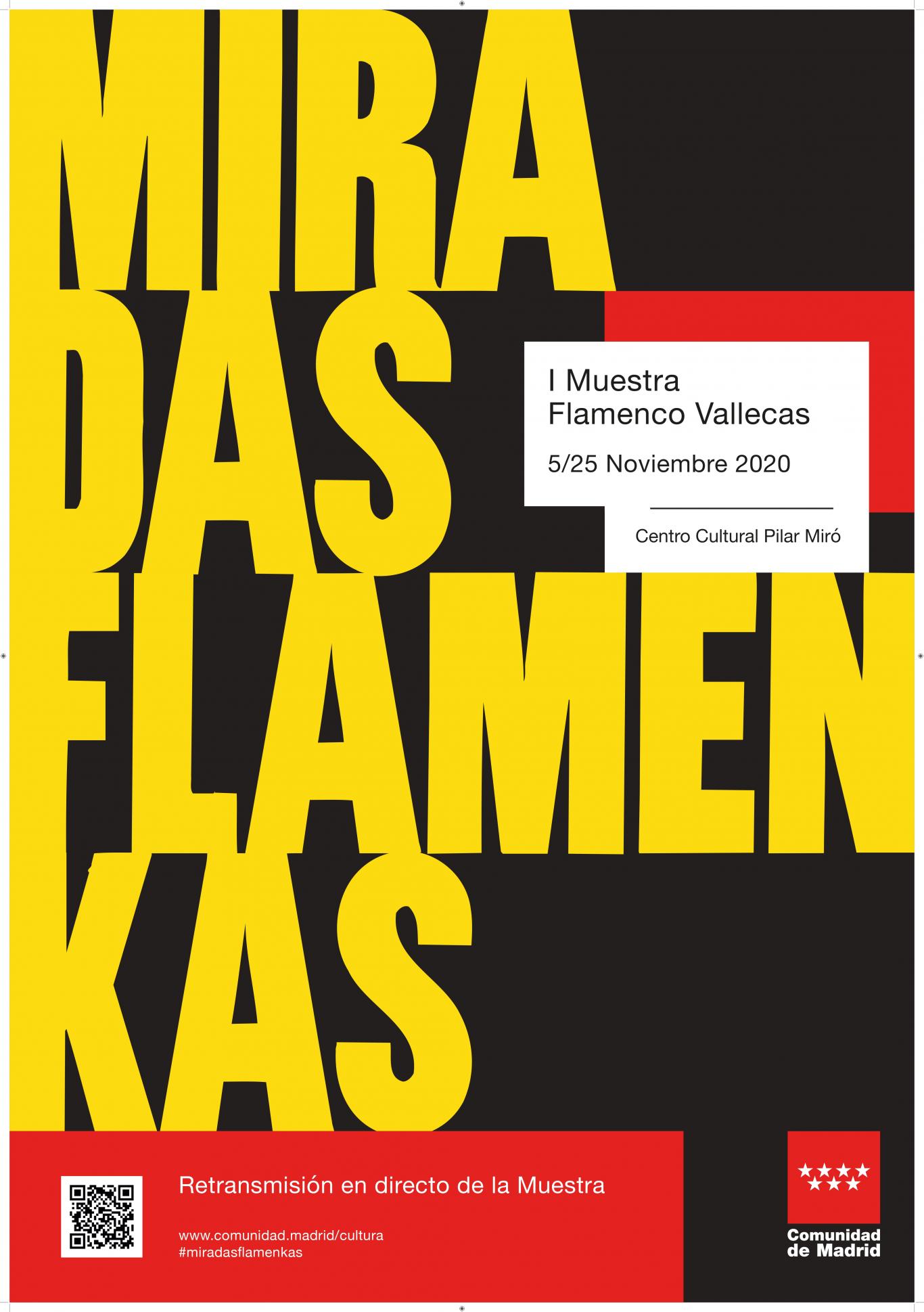 Texto en amarillo sobre negro donde se lee Miradas Flamencas