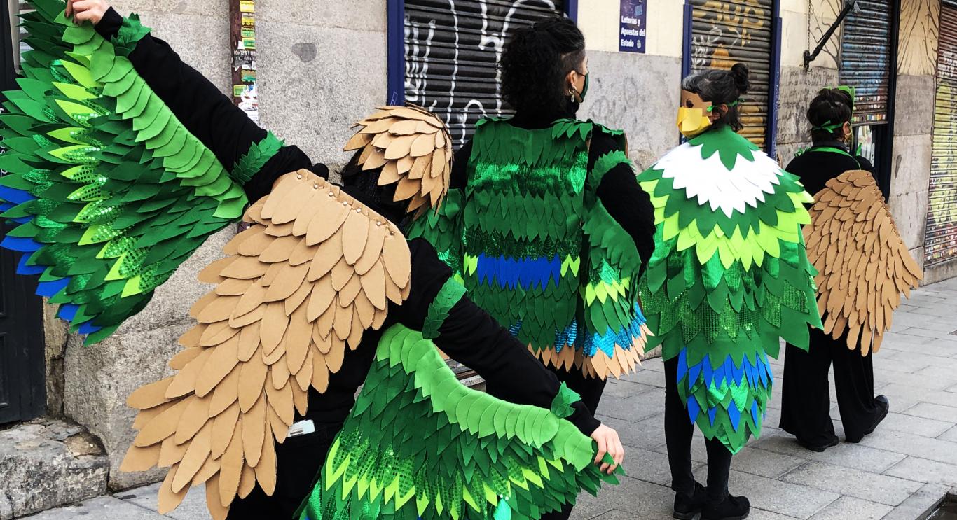 Group of people dressed as birds