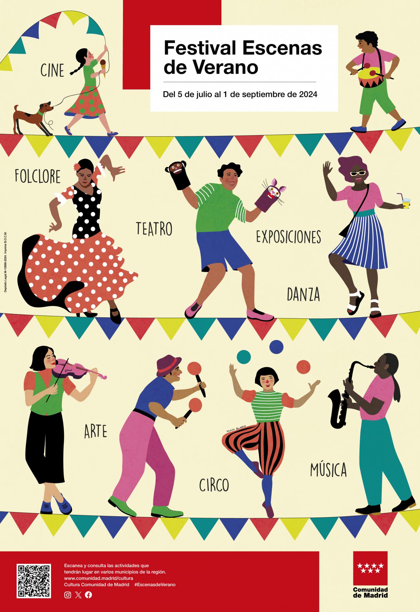 Cartel con dibujos de personas haciendo actividades y con mucho colorido