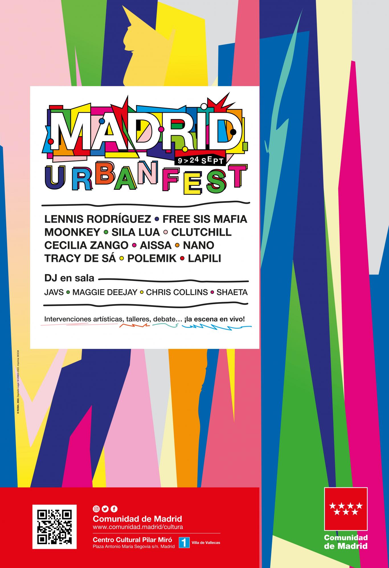 Cartel de festival con rayas de colores