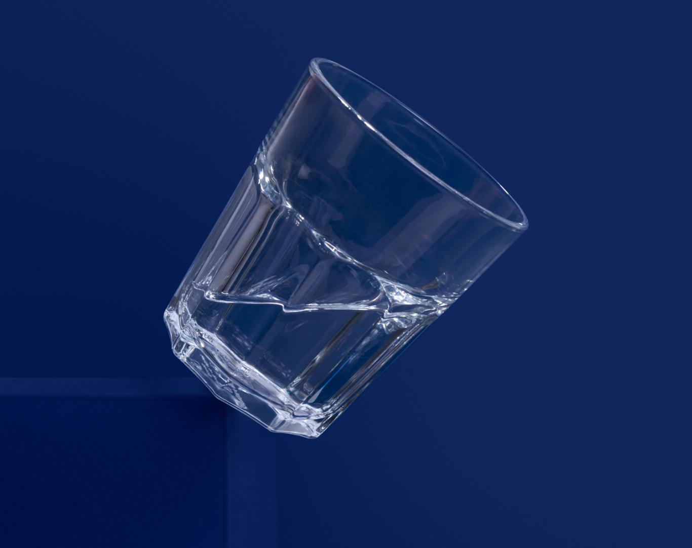 Inclined glass with water