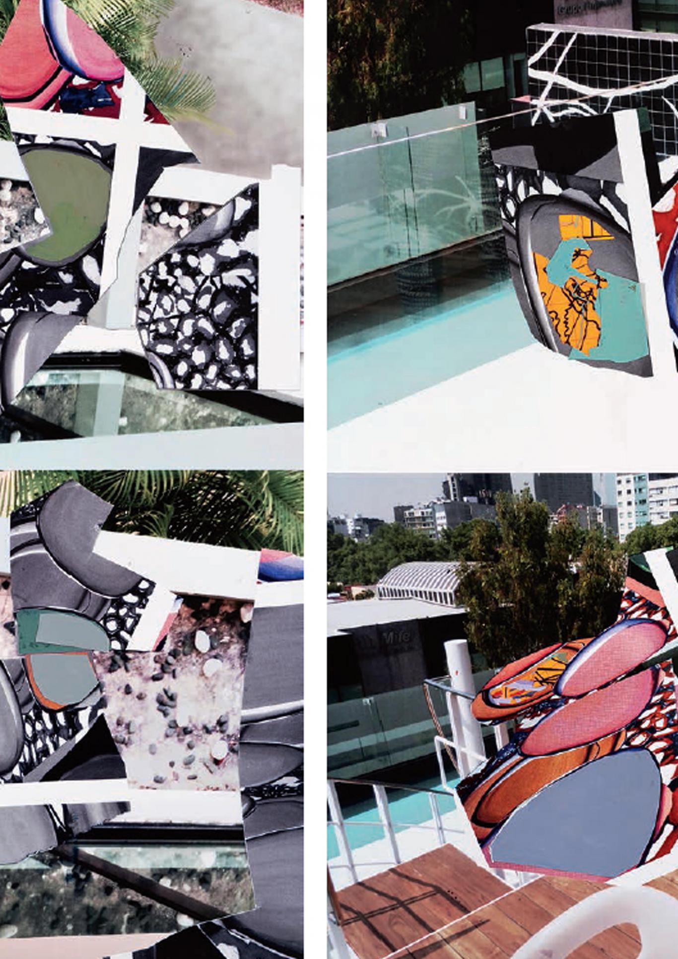 Colorful collage with abstract shapes