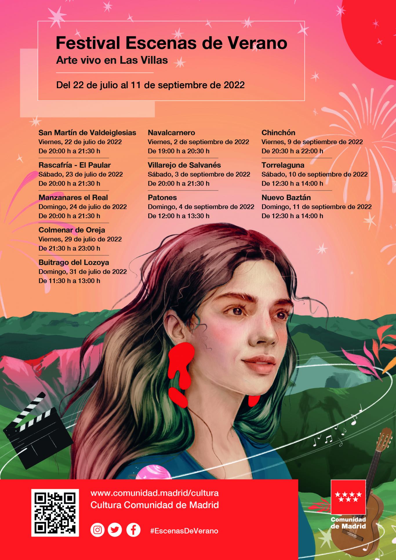 Dibujo de mujer joven rodeada de objetos culturales