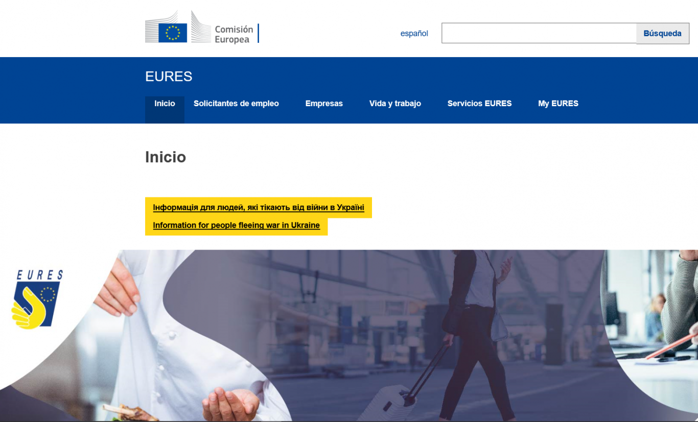 Imagen de la Homepage de EURES