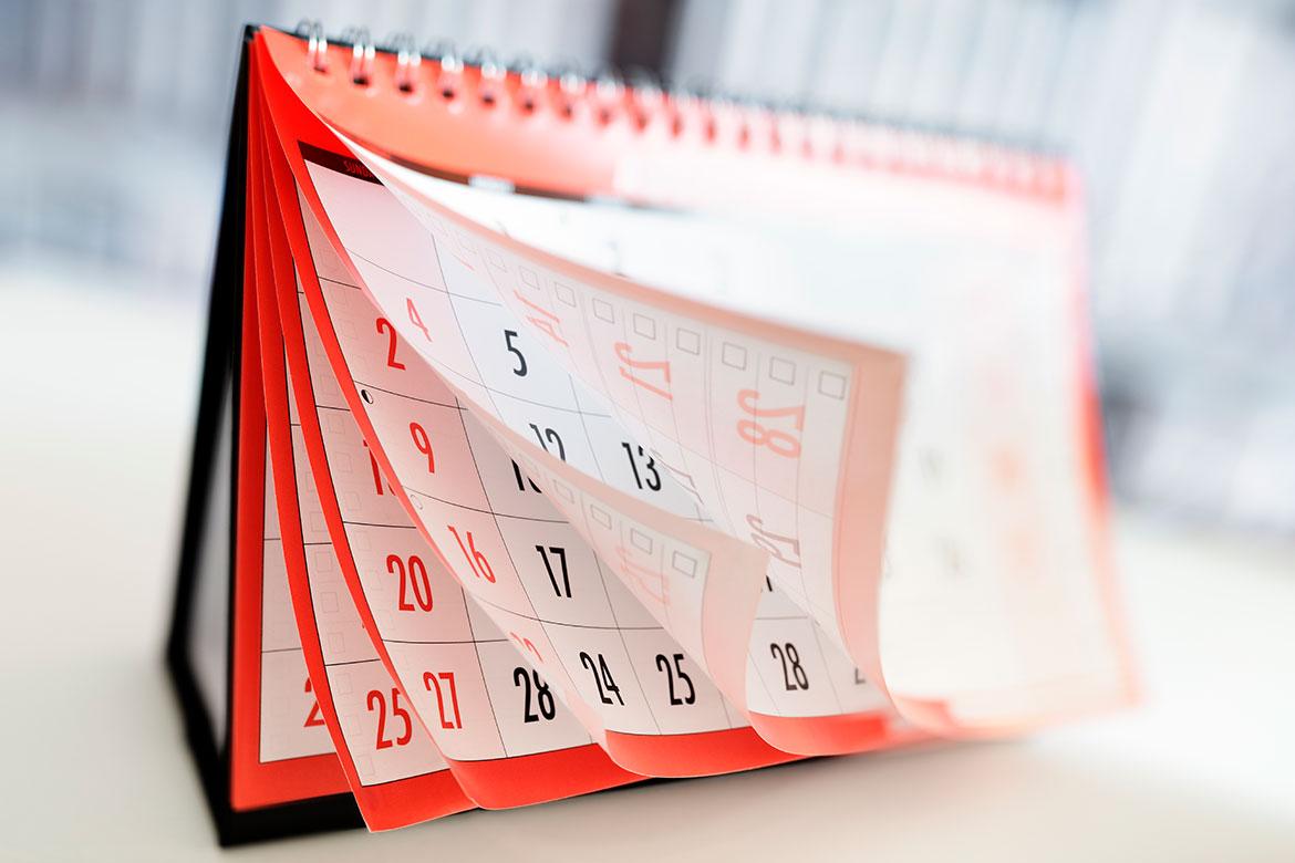 Hojas de calendario colgado verticalmente