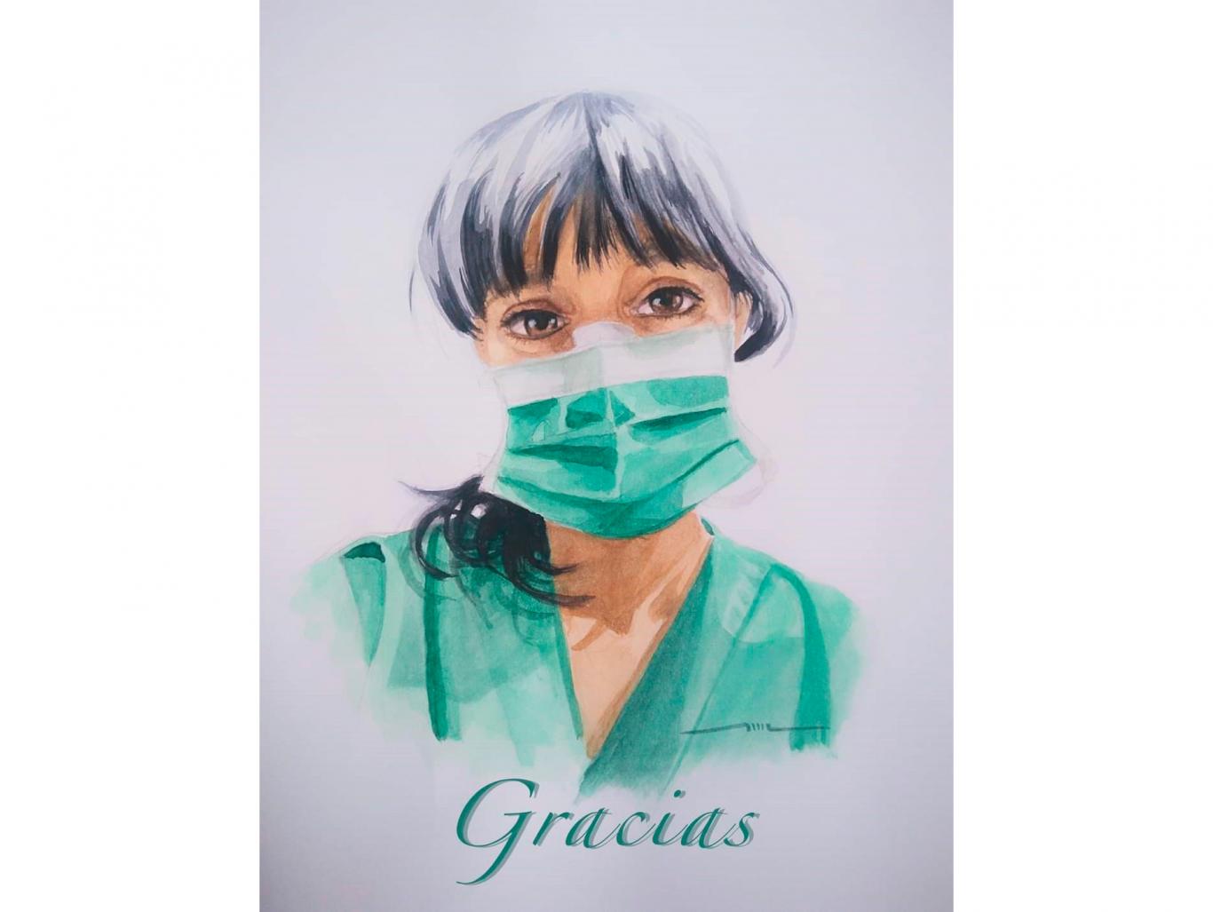 imagen de la cara de una mujer sanitaria con mascarilla