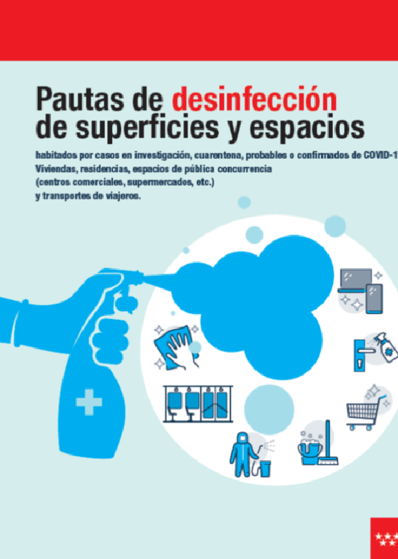 Portada de la 7ª edición del documento Pautas de desinfección de superficies y espacios con coronavirus