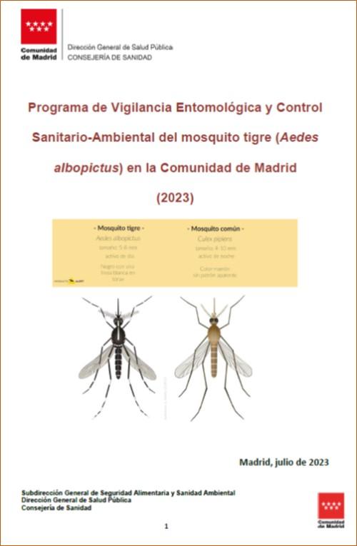 Portada del Programa de Vigilancia y Control del Mosquito Tigre 2023