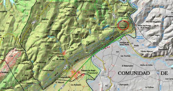 Imagen de la situación del yacimiento de la Dehesa de la Oliva