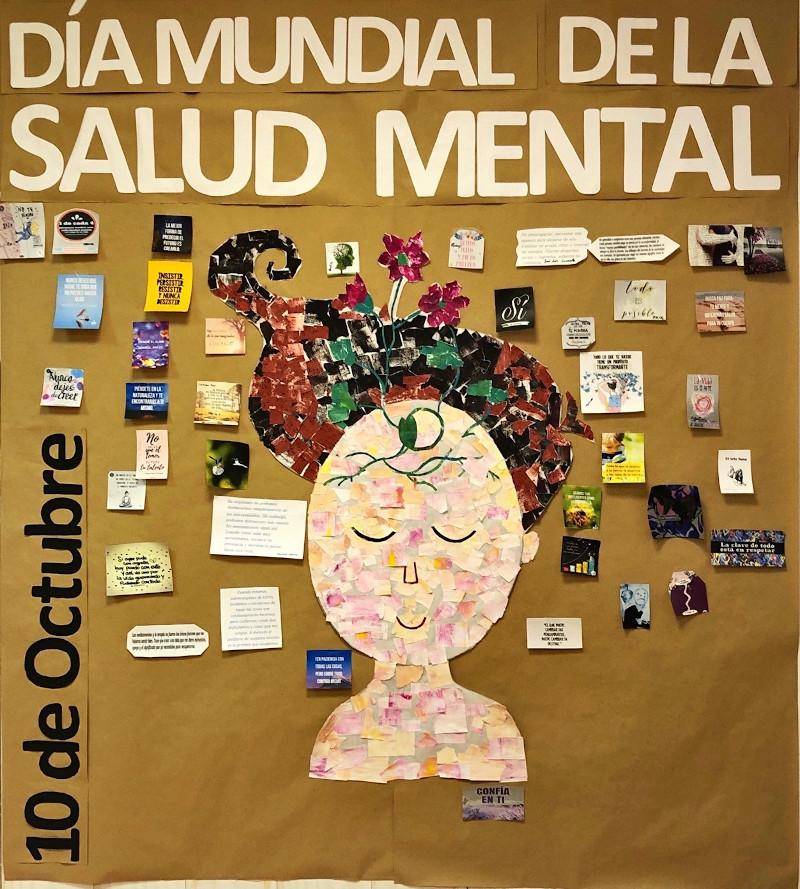 Mural dedicado al Día de la Salud Mental compuesto en el año 2020 por los participantes del Centro de Día Carabanchel