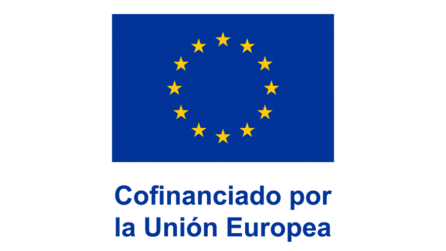 Emblema de la Unión Europea junto a la declaración "Cofinanciado por la Unión Europea"