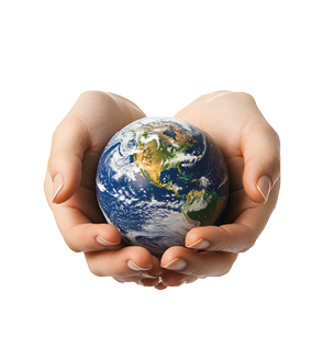 Imagen de manos sosteniendo al planeta Tierra