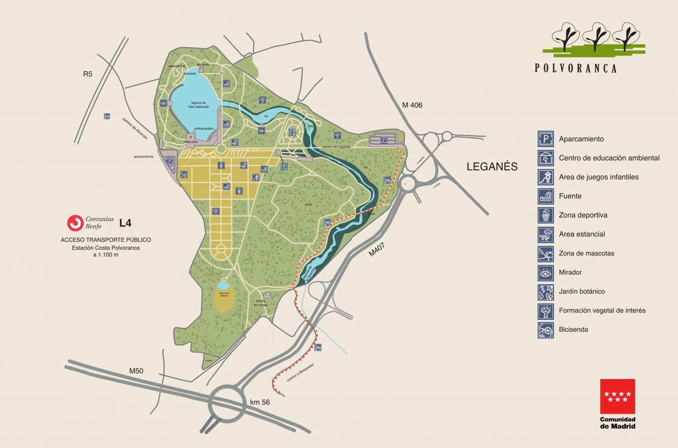 Parque Forestal Polvoranca. Mapa de localización