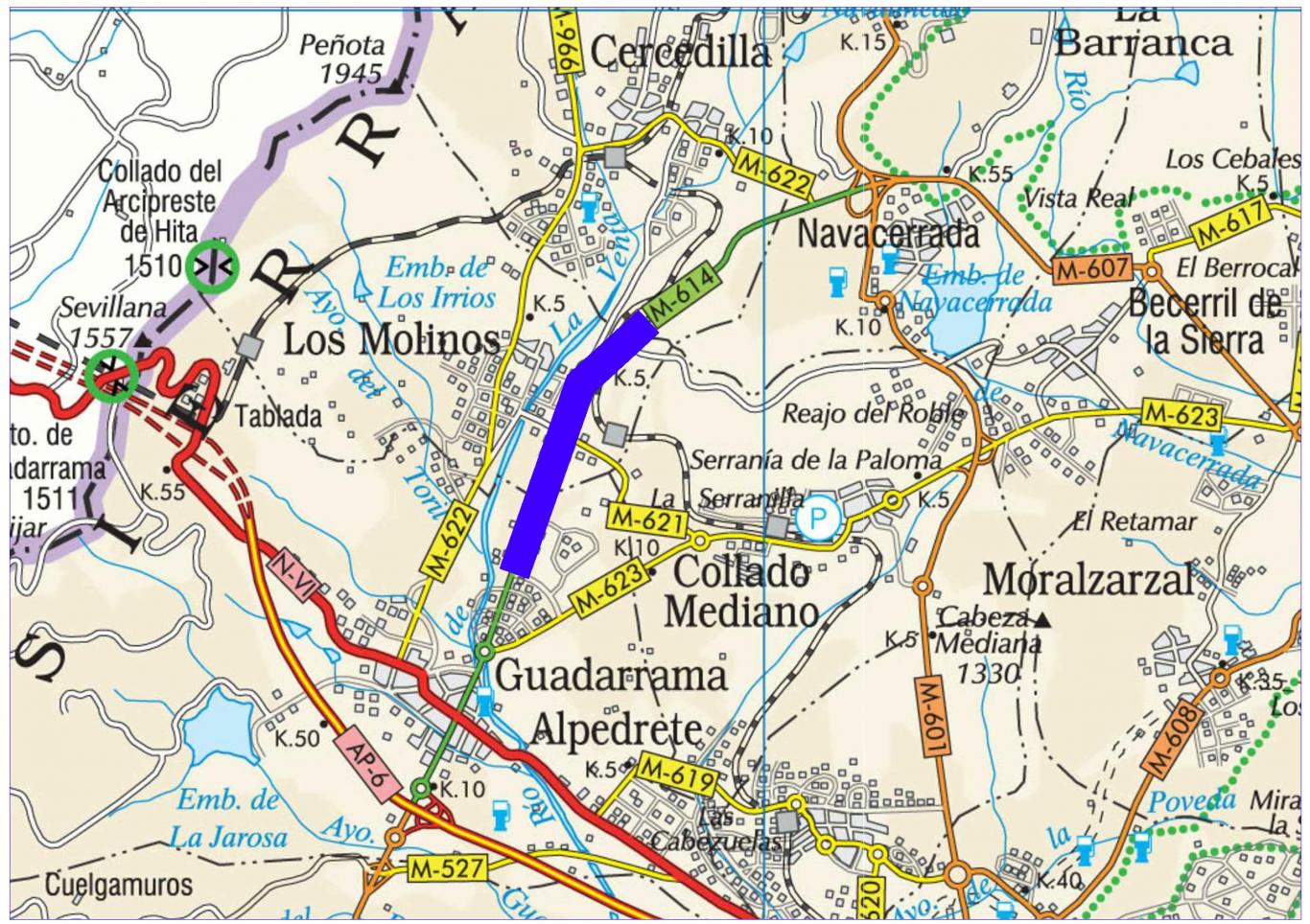 Plano de situación de la obra M-614 pk 4,000-8,500
