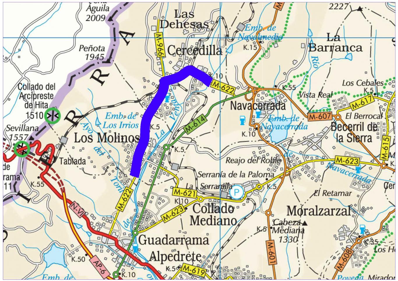 Plano de situación de la obra M-622 pk 3,000-12,100