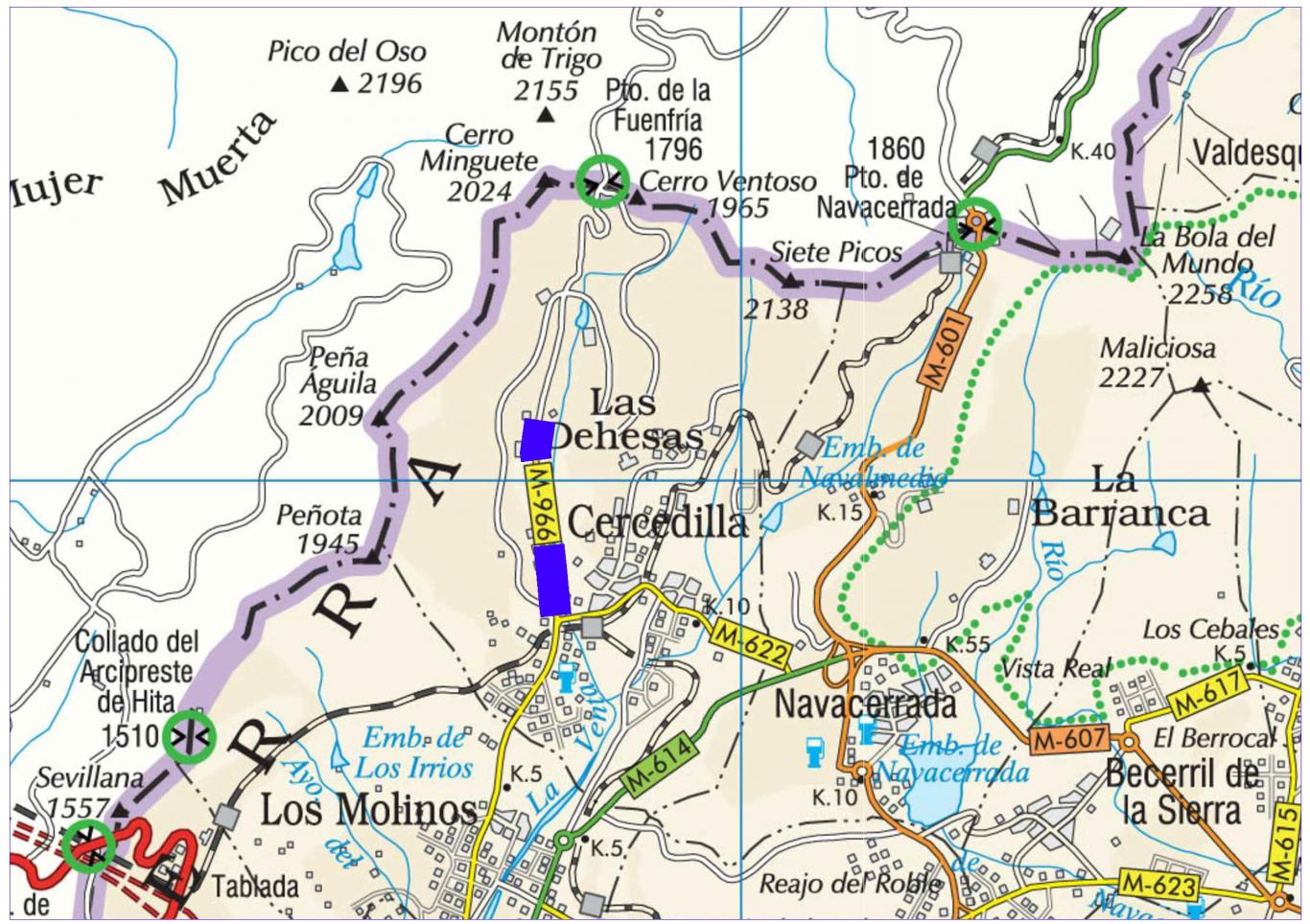 Plano de situación de la obra M-966 pk 0,000-2,910