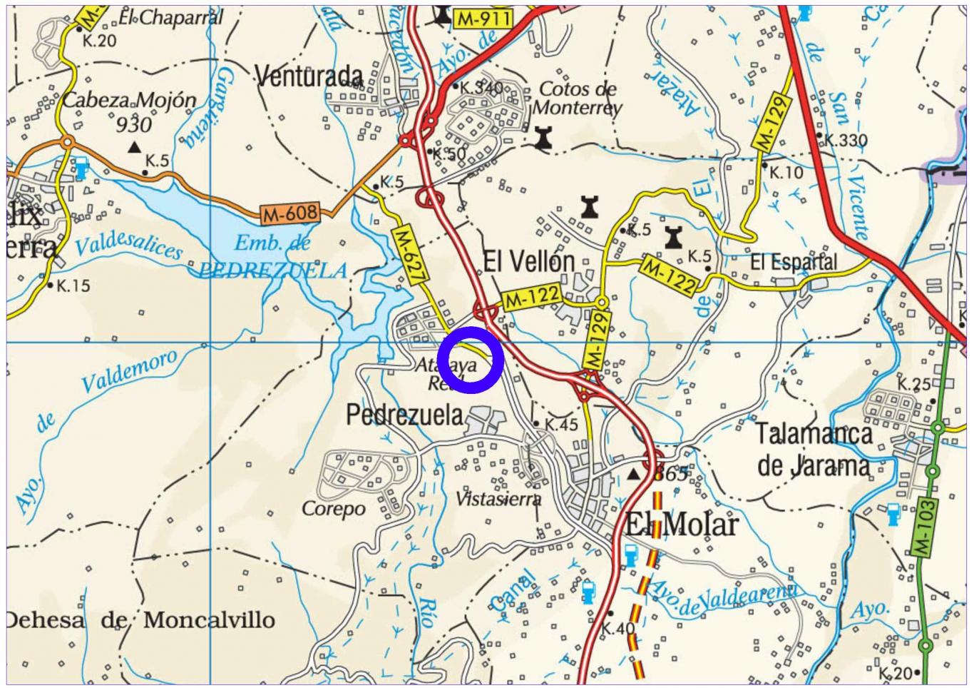 Plano de situación de la obra N-627 pk 0,000-1,000