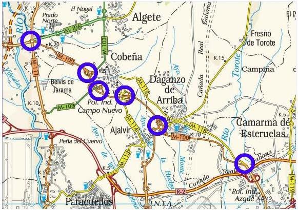 Plano de situación de la obra M-100