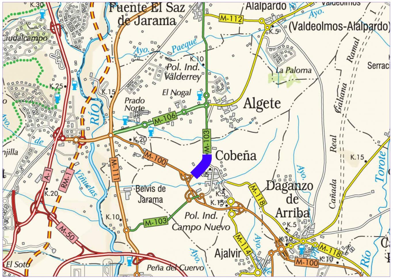 Plano de situación de la obra M-103 pk 5,800-6,600