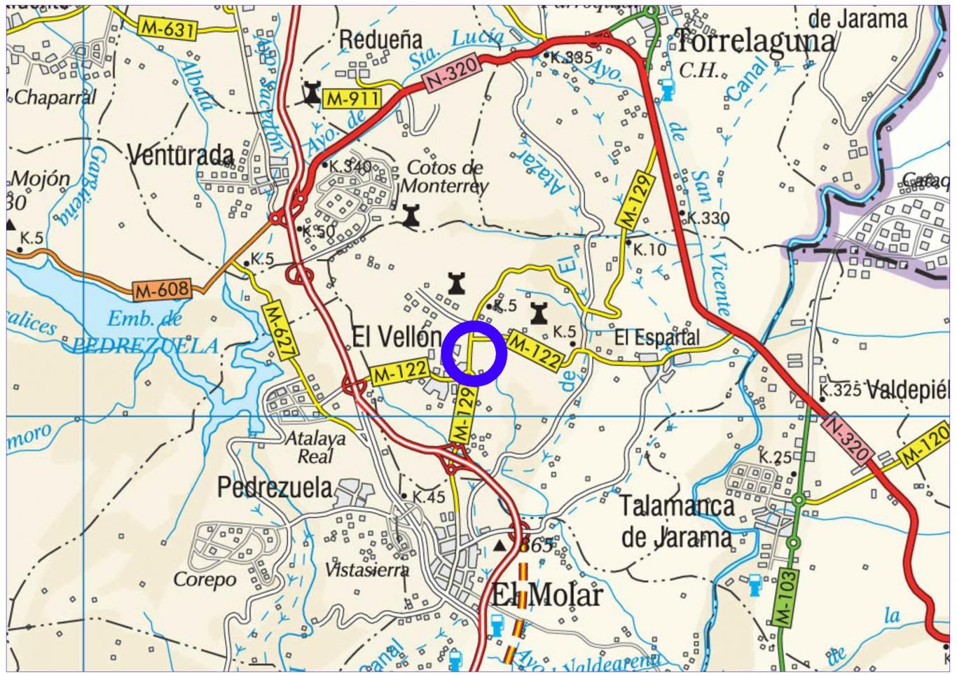 Plano de situación de la obra M-129 pk 3,450-4,300