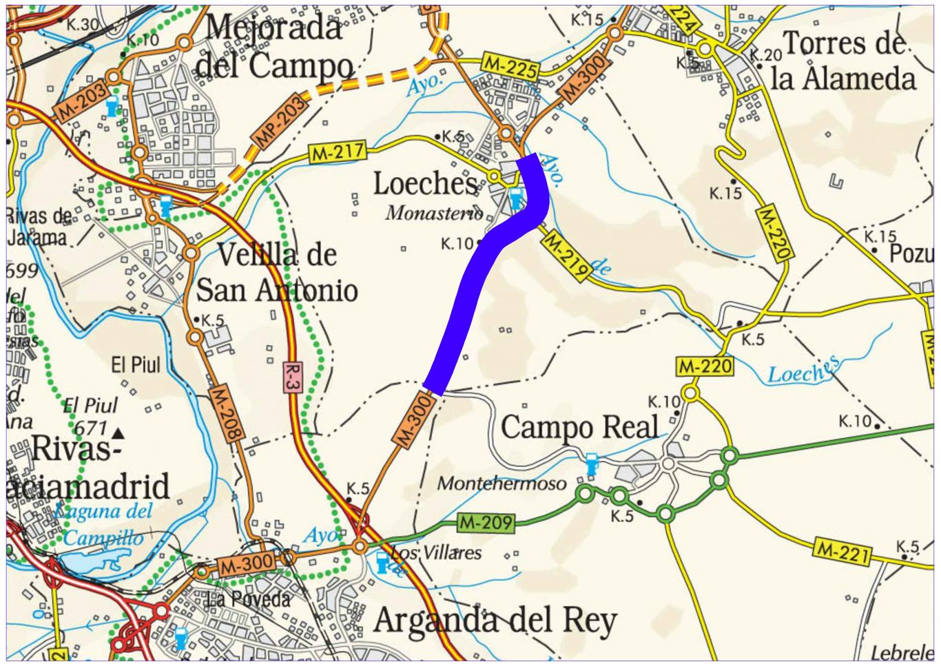 Plano de situación de la obra M-300 pk 7,500-13,200