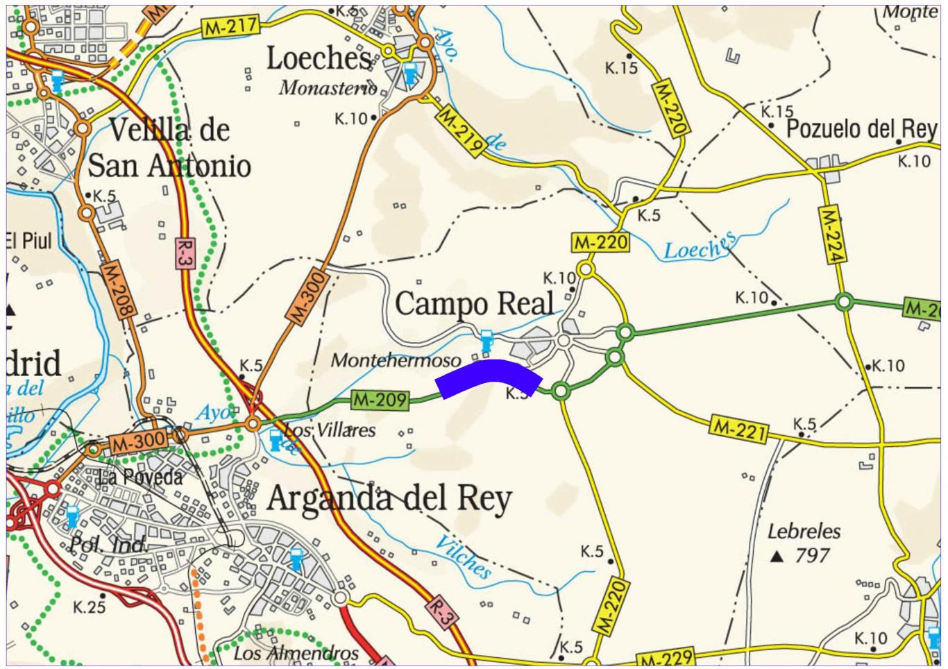 Plano de situación de la obra M-209 pk 3,500-5,500