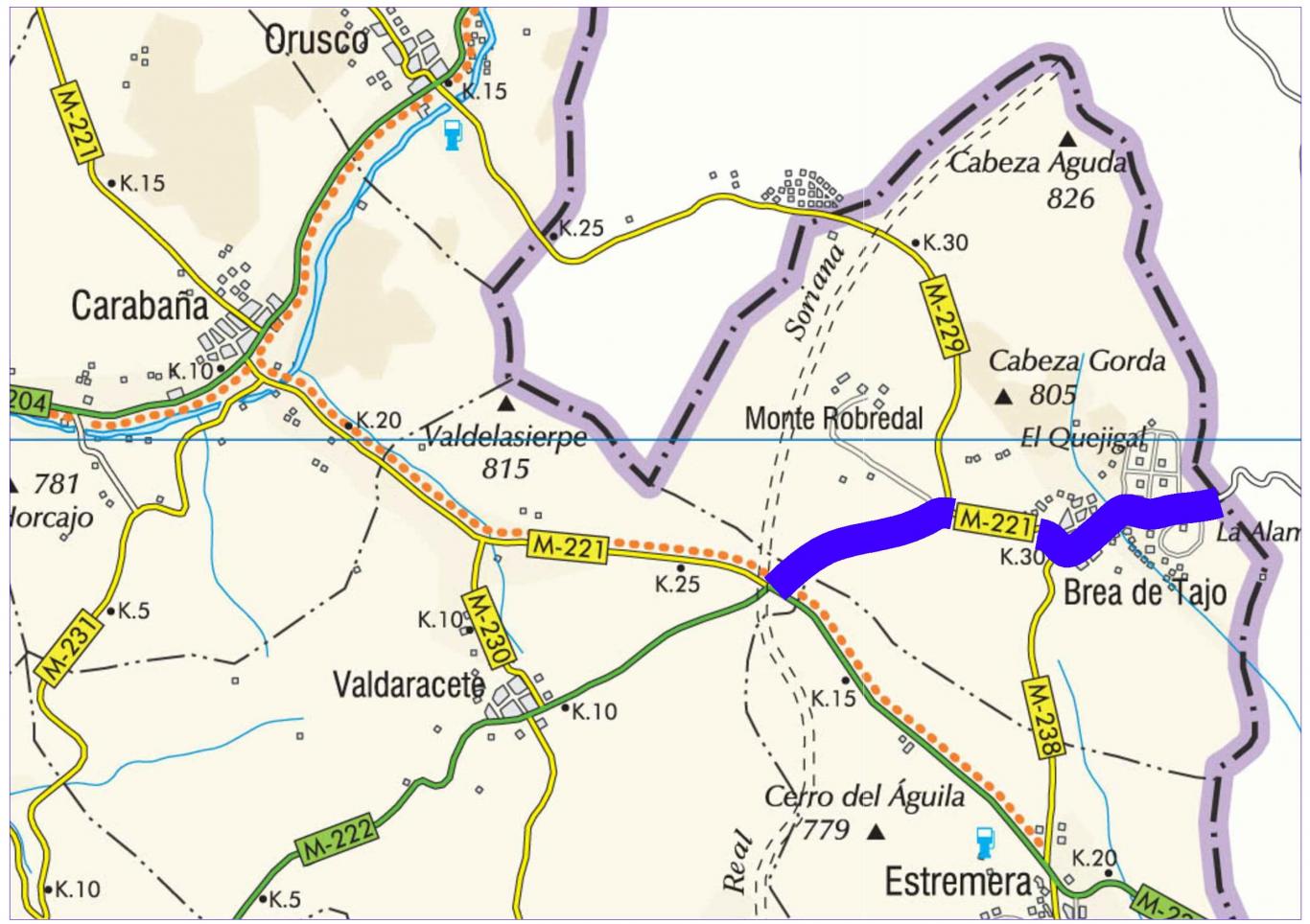 Plano de situación de la obra M-221 pk 26,270-33,620