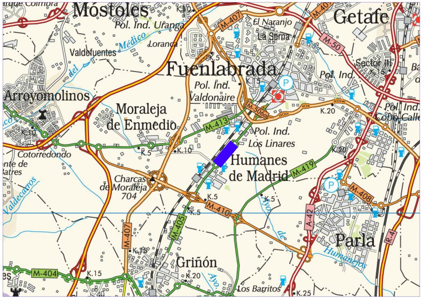 Plano de situación de la obra M-405 pk 2,000-3,850