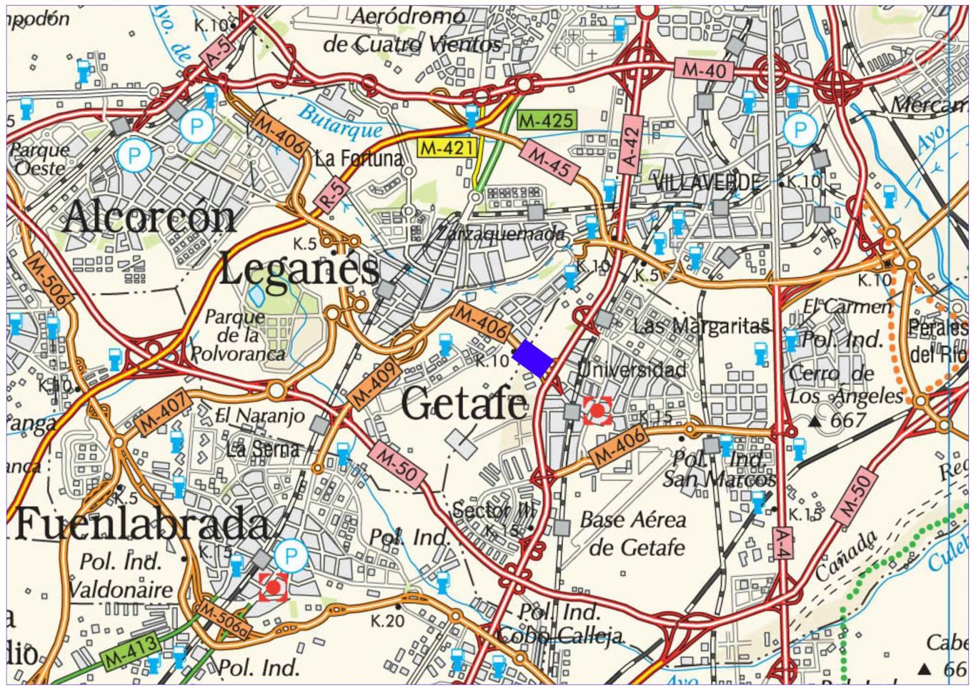 Plano de situación de la obra M-406 pk 10,000-10,700