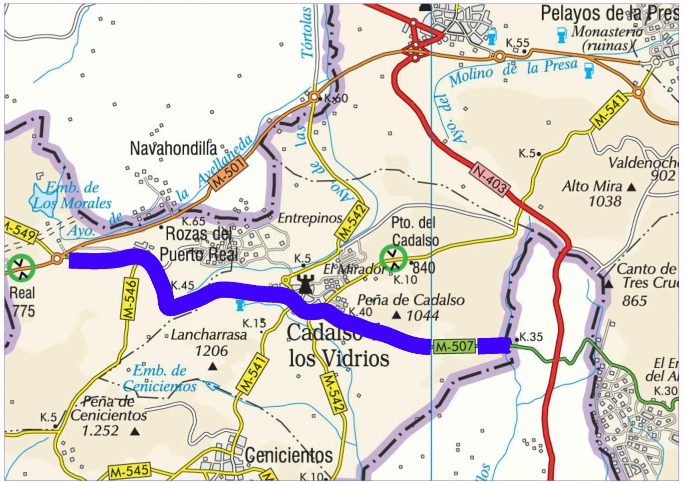 Plano de situación de la obra M-507 pk 36,000-50,000