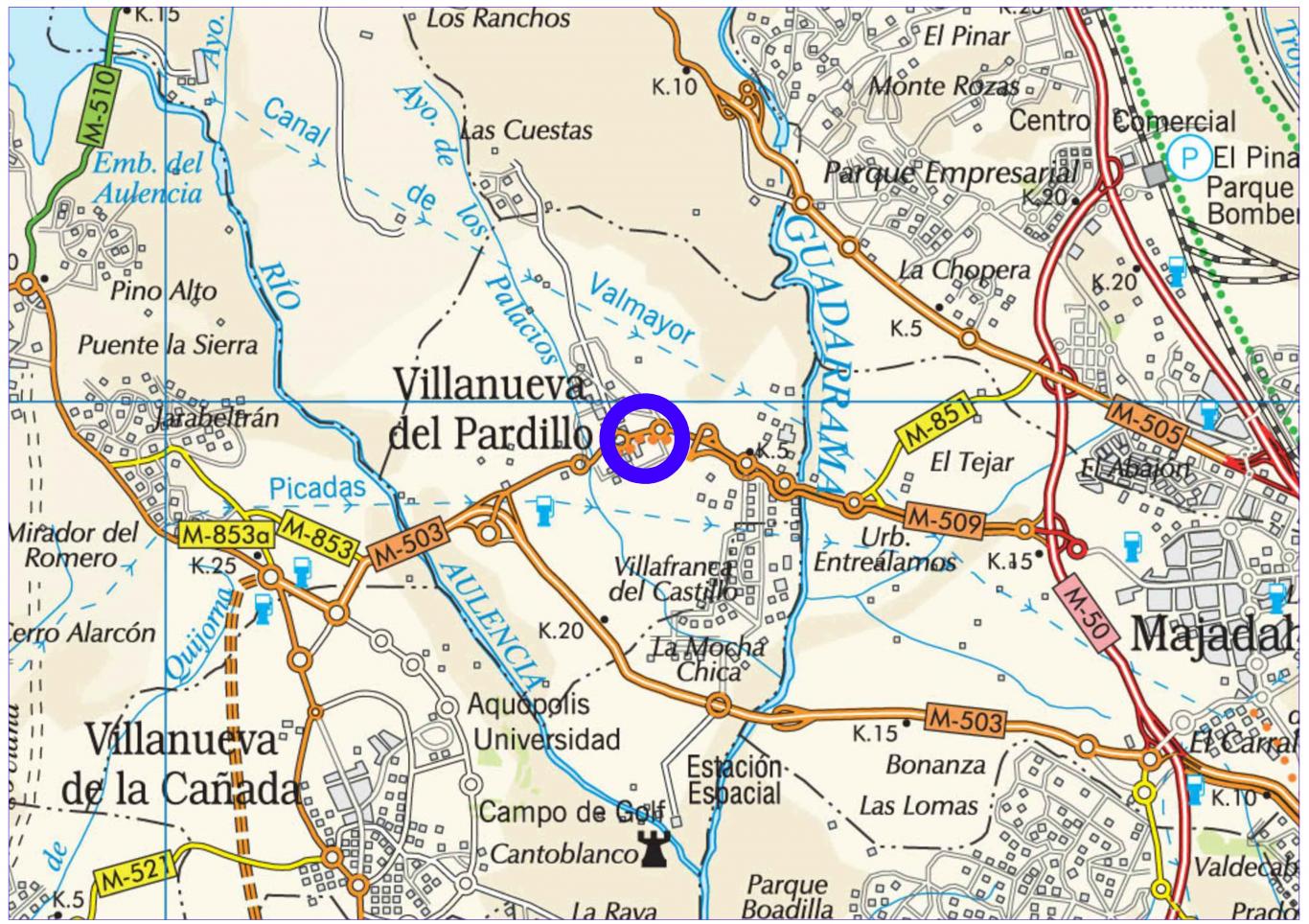 Plano de situación de la obra M-509 pk 5,500-6,400