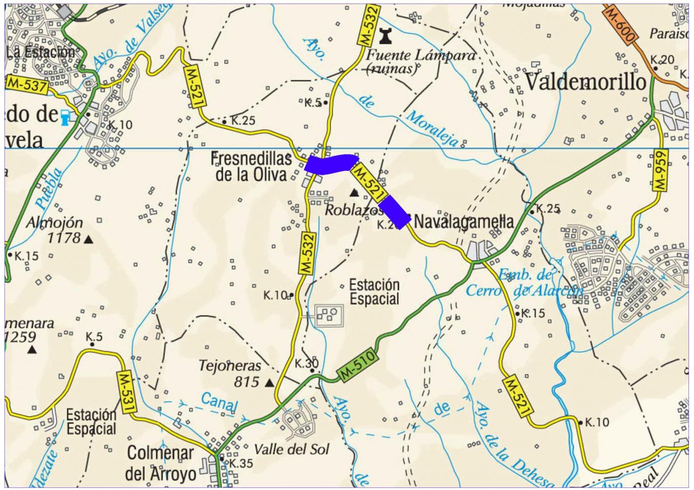 Plano de situación de la obra M-521 pk 20,000-23,200