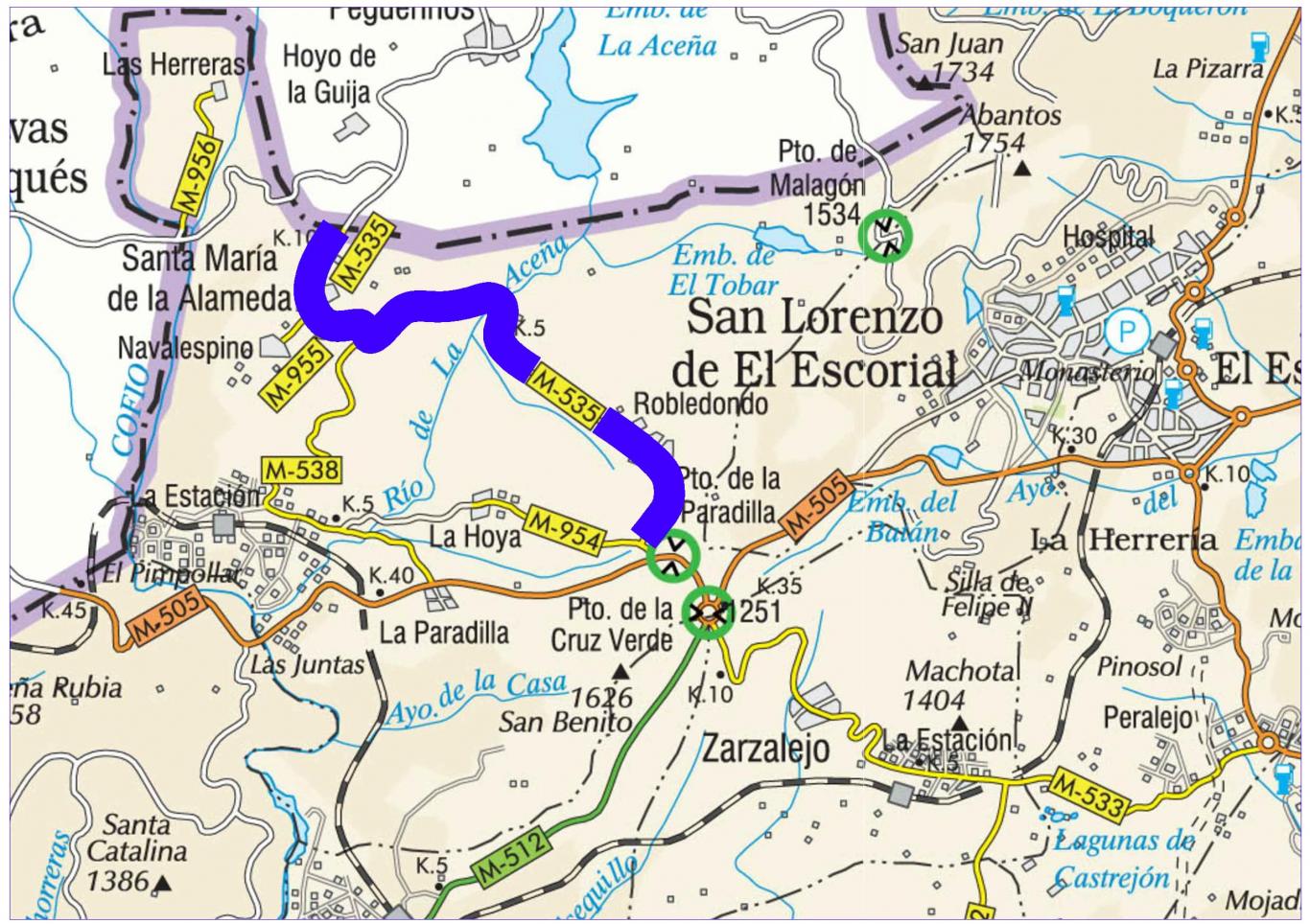Plano de situación de la obra M-535 pk 1,500-10,300