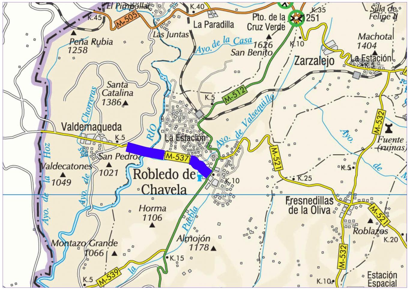 Plano de situación de la obra M-537 pk 0,000-4,500