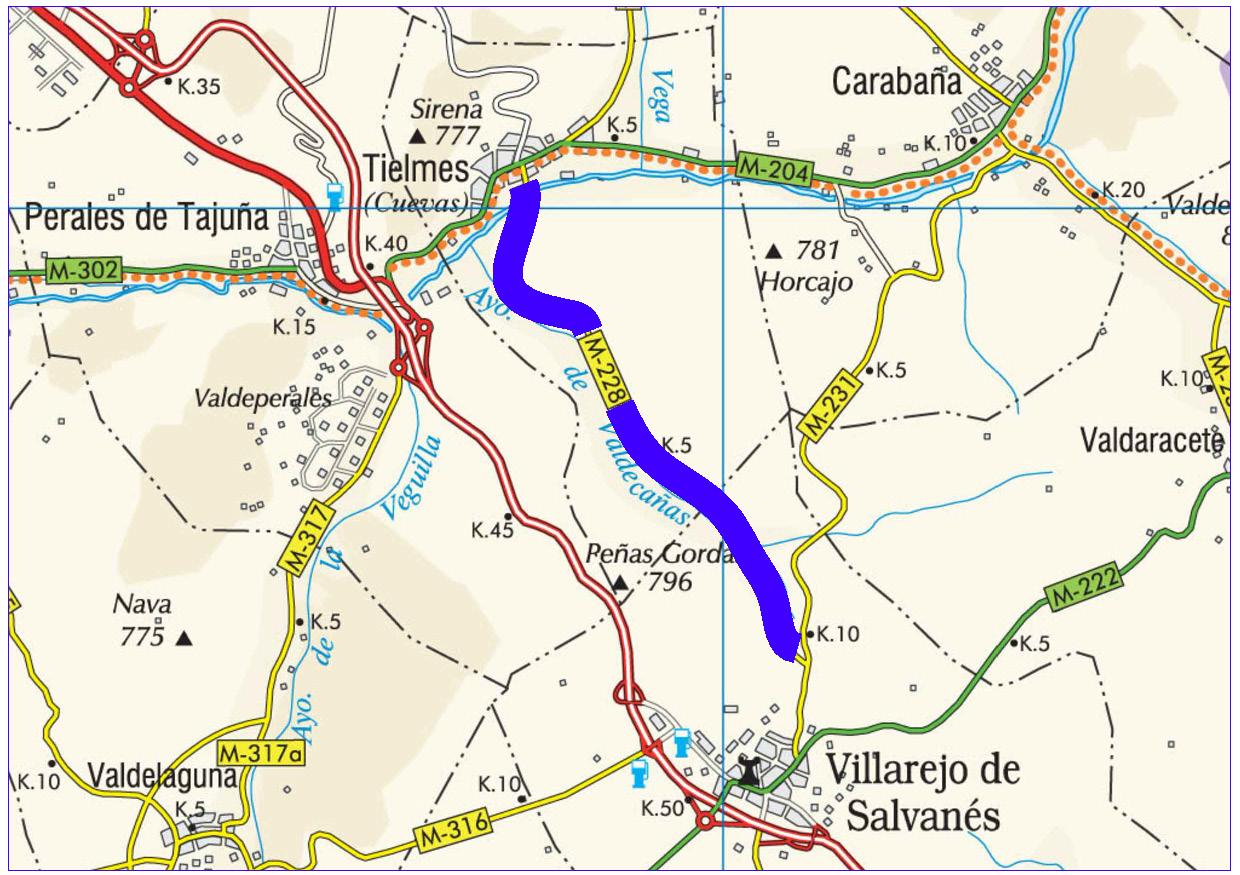 Mapa de situación de la actuación en la carretera M-228