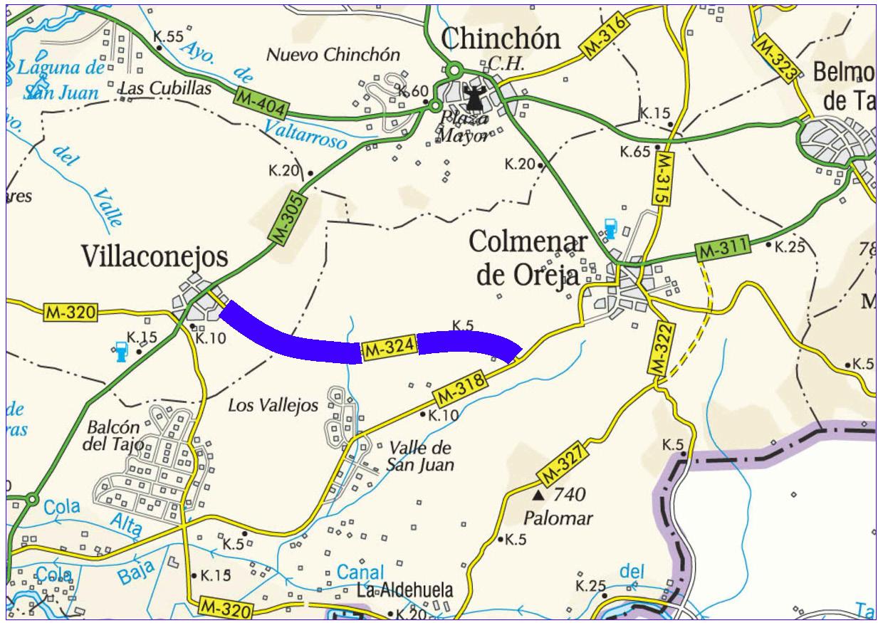 Mapa de situación de la actuación en la carretera M-324