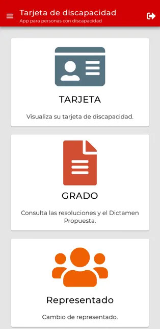 Captura de pantalla de la App Tarjeta de Discapacidad de la Comunidad de Madrid con la opción de visualización de la tarjeta 