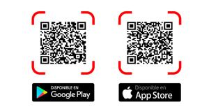 Códigos QR para la descarga de la App "Tarjeta de Discapacidad" en Google Play y App Store