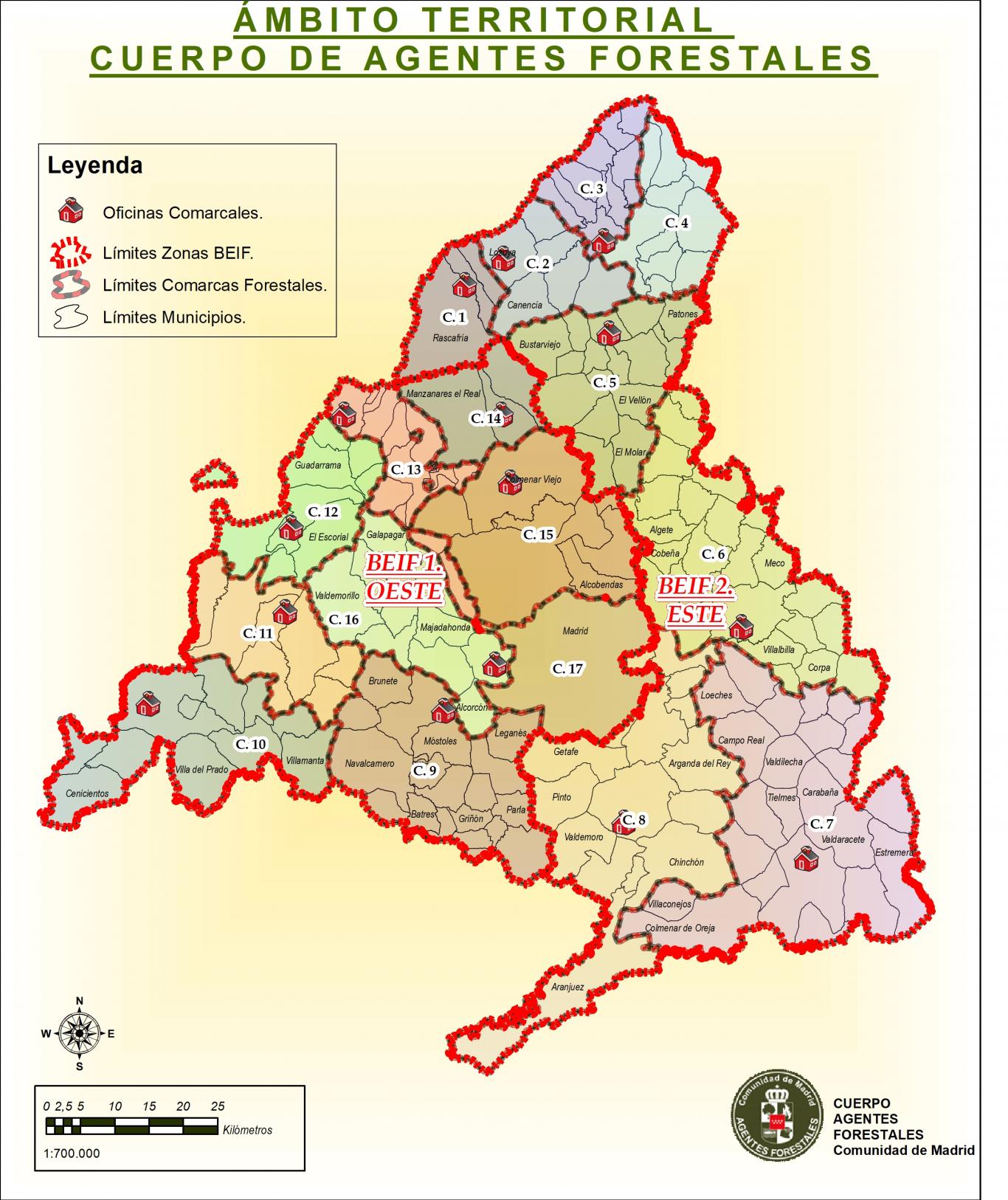 Mapa límites comarcas forestales