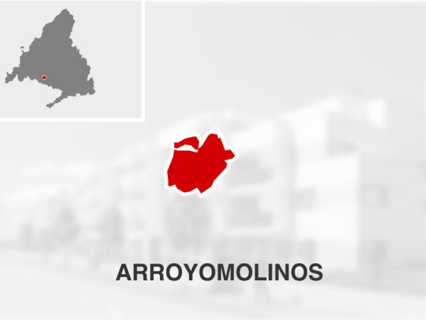 Imagen que muestra el mapa de Madrid con el municipio de Arroyomolinos resaltado