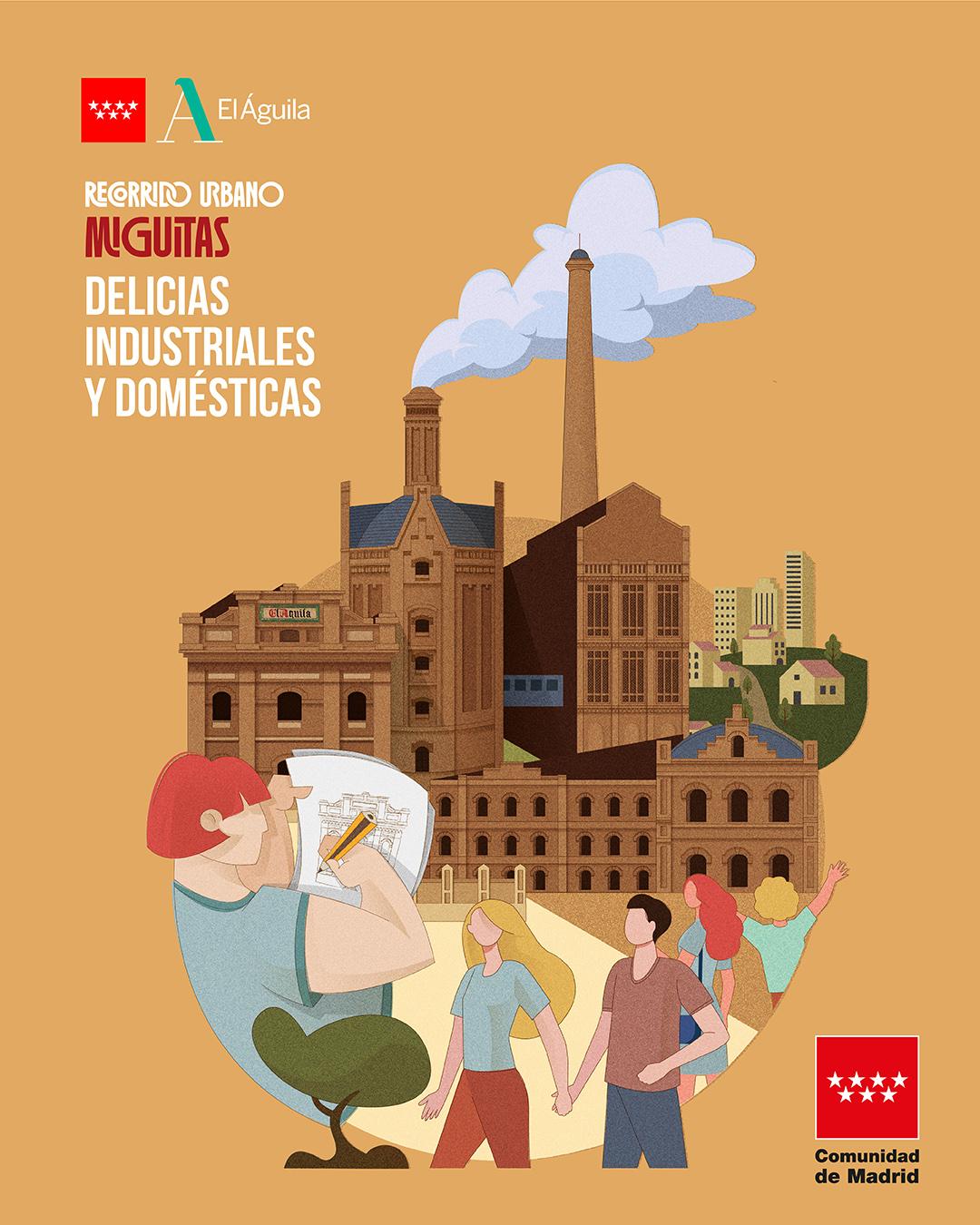 Cartel con ilustración programa Miguitas recorrido Delicias Industriales
