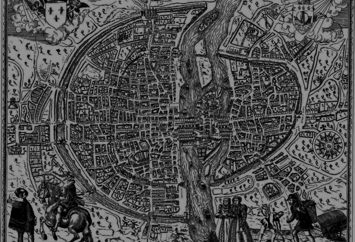 Imagen de un plano antiguo de una ciudad