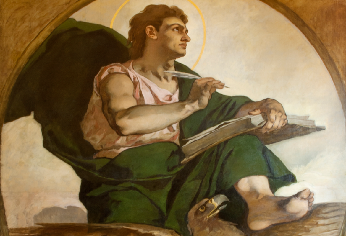 Dos pinturas sobre lienzo de Eduardo Rosales, “San Mateo” y “San Juan Evangelista”