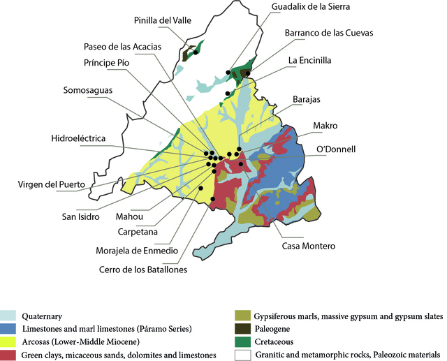 Main palaeontological sites